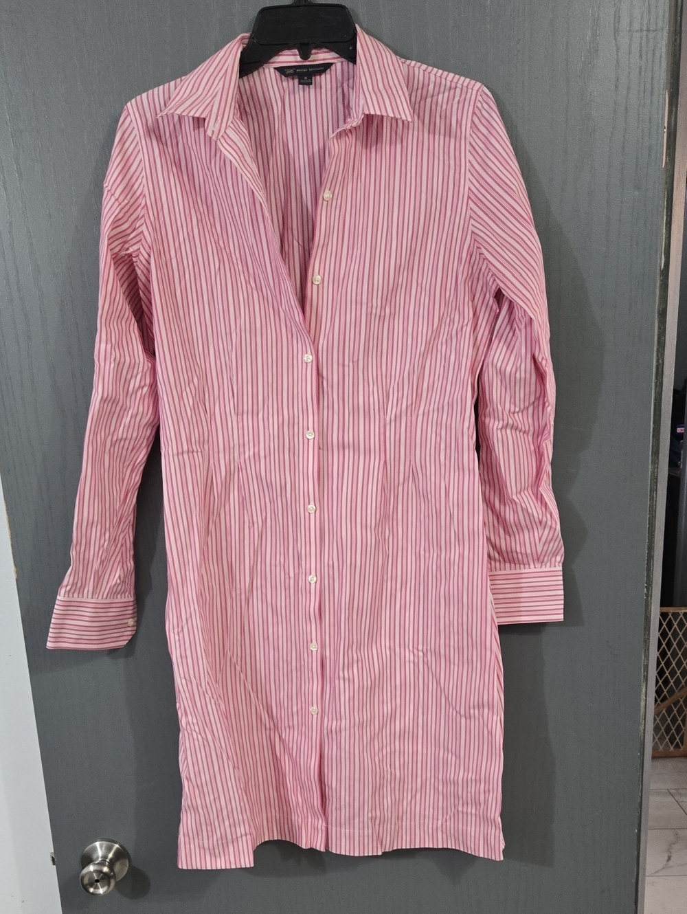 Brooks Brothers Pink and White Striped Women's Shirtdress
